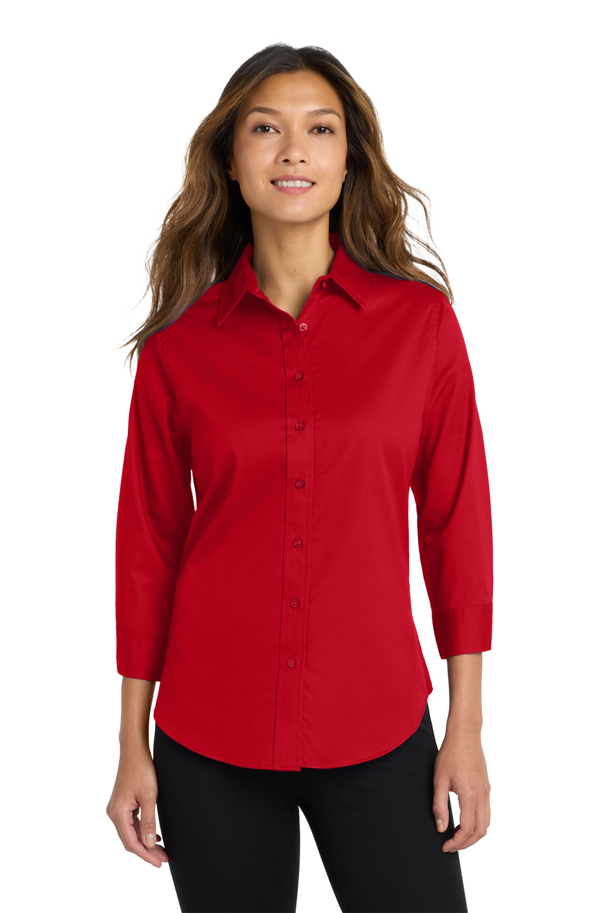 red women's dress shirt Port Authority Women's Short Sleeve SuperPro Twill Shirt | Product