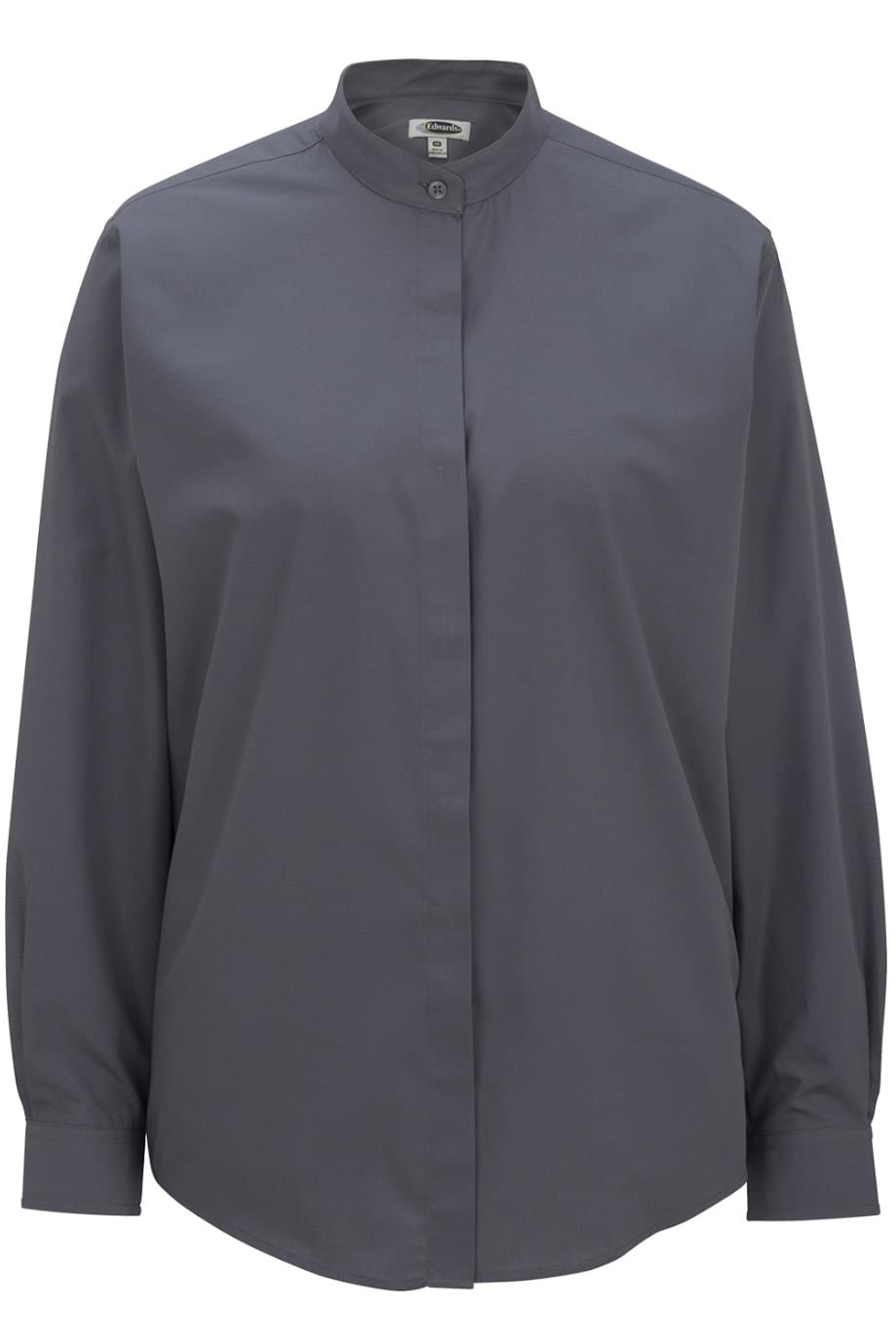 white christmas dresses Ladies' Black Banded Collar Broadcloth Shirt