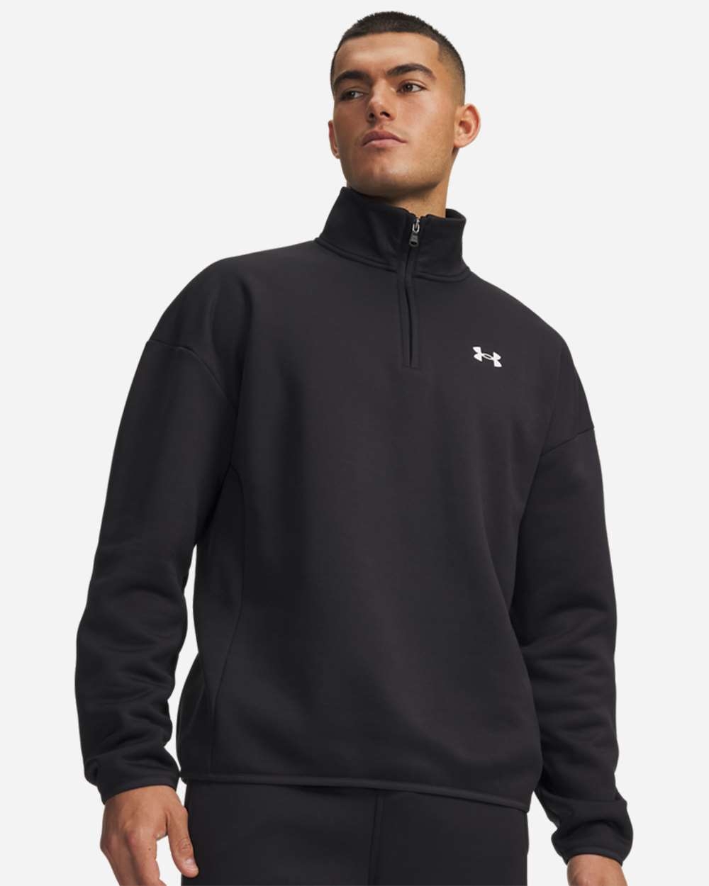 Under Armour Men's Fleece Quarter-Zip Pullover - Black/ White