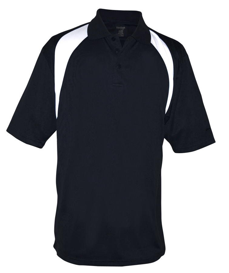 Reebok Color Block Athletic Golf Shirt - Black / White