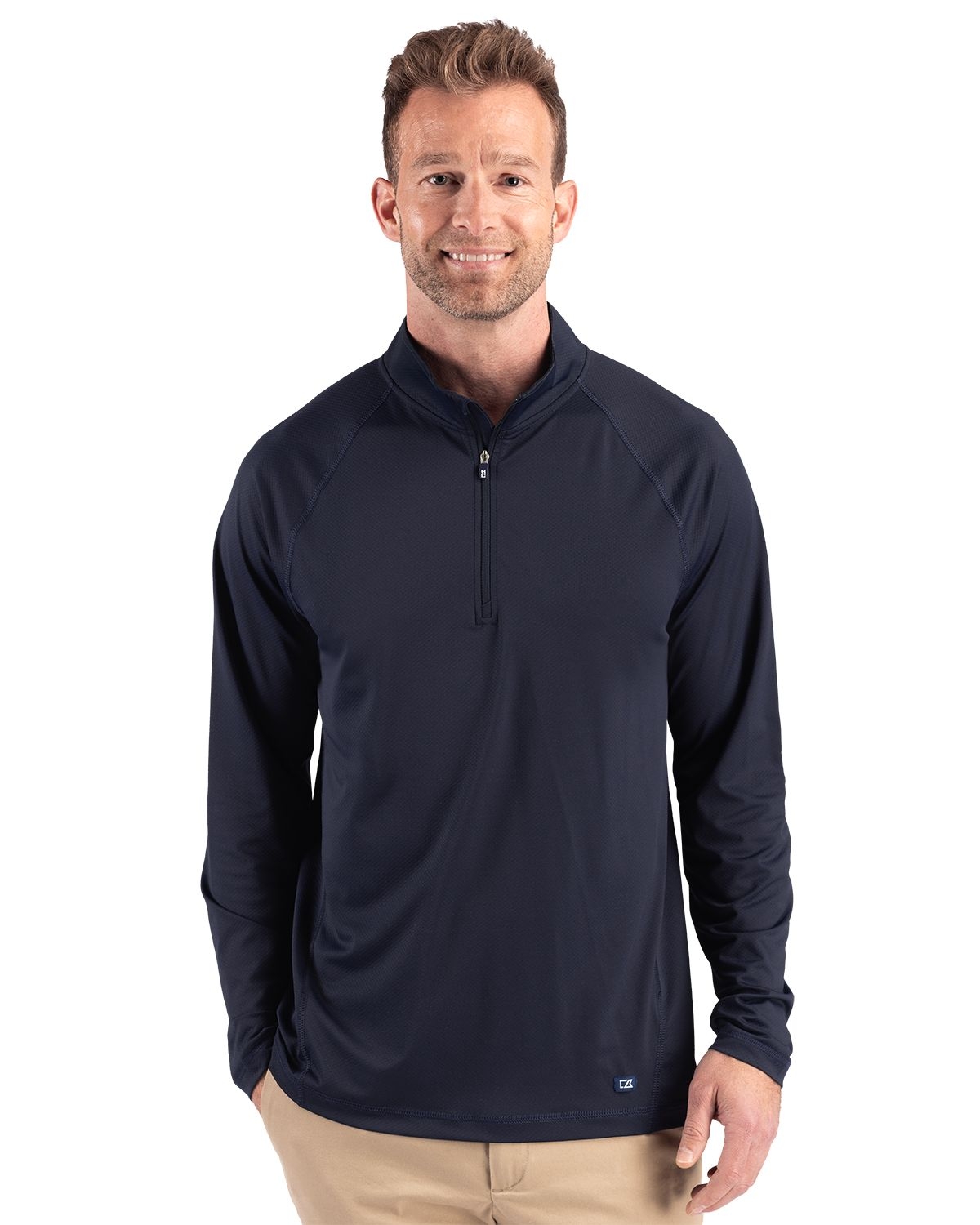 Cutter & Buck Prospect Recycled Featherlight Stretch Mens Big & Tall Quarter Zip - Navy