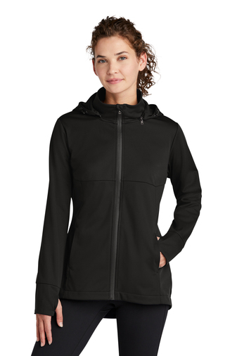 Ladies Hooded Soft Shell Jacket - Deep Black